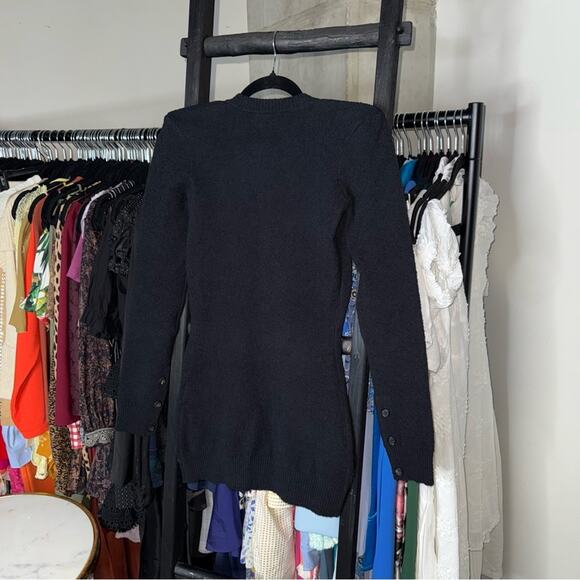 New WARDROBE.NYC Black Knit Cardigan Mini Dress with Shoulder Pads - Picture 15 of 17
